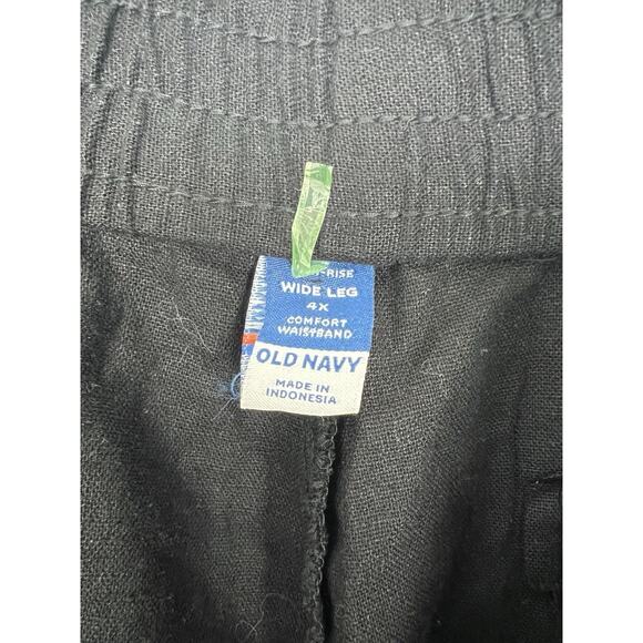 Old Navy High Rise Linen Blend Wide Leg Pants Plus Sz 4X Pull On Black Lagenlook - Picture 11 of 13